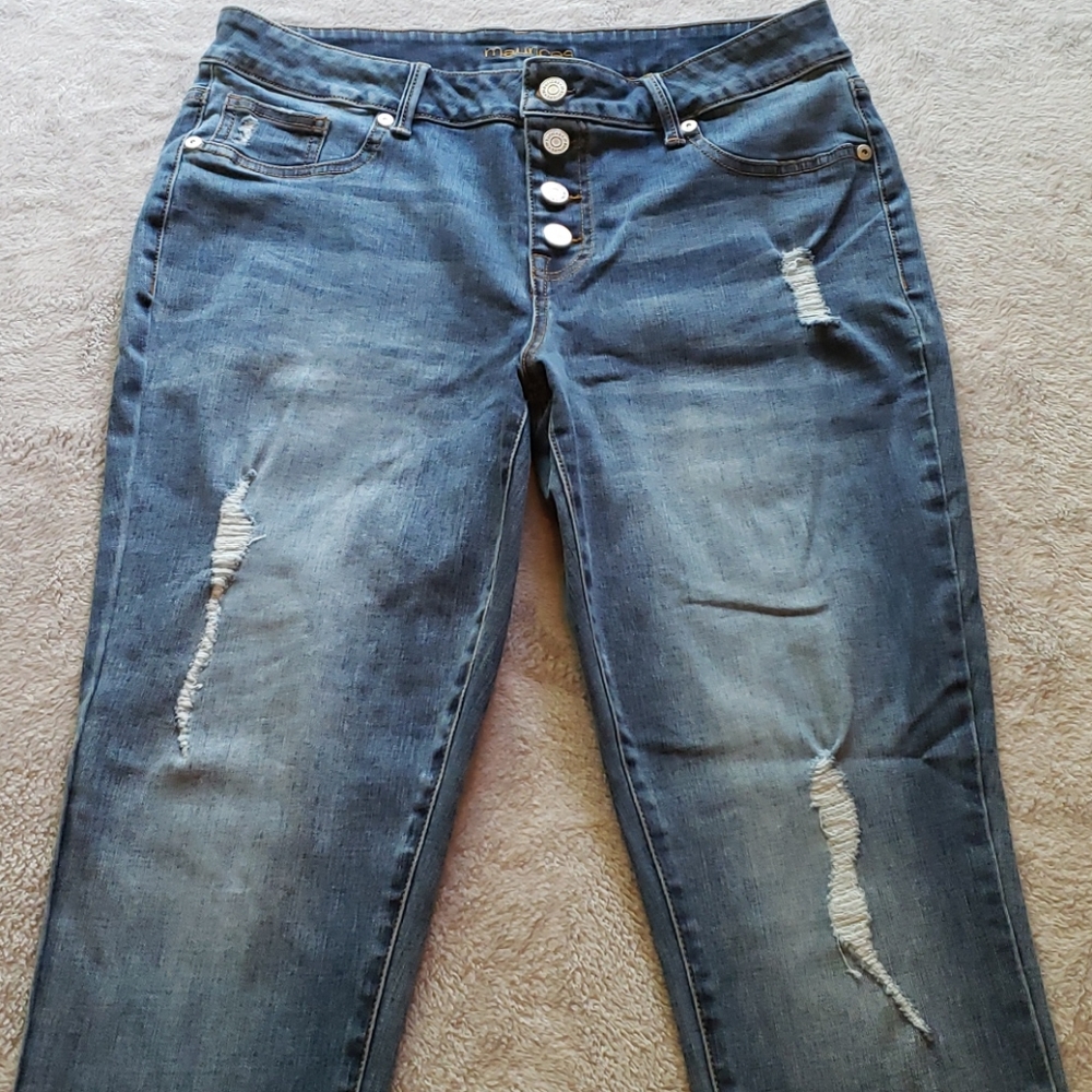 Maurices Button Fly Distressed Denim Jeggings